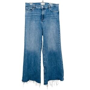 FRAME Le Palazzo Crop Jeans Women's 31 Light Wash Raw Hem Wide Leg‎ Denim